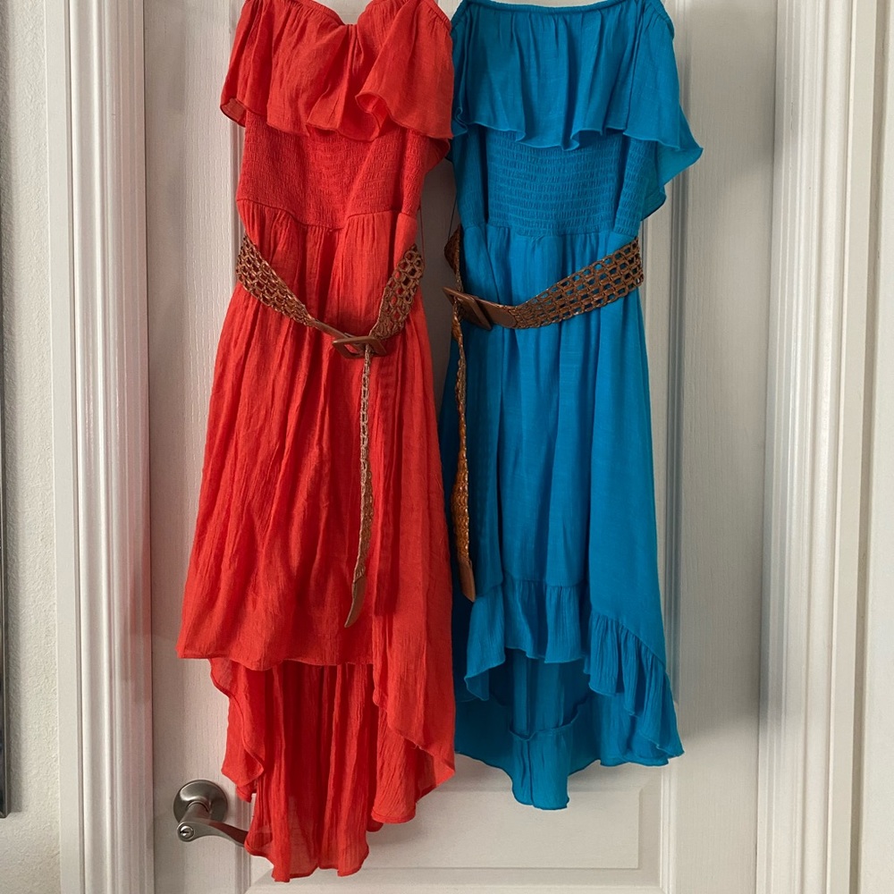 EUC 2 Tube Top A-Line Style Dresses with Detachable Belt Accent